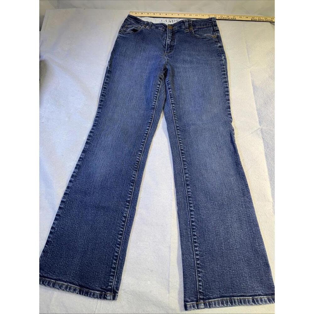 Lands End Women’s Sz 8 Original Fit Classic Waist Boot Leg Cut Blue Denim Jeans